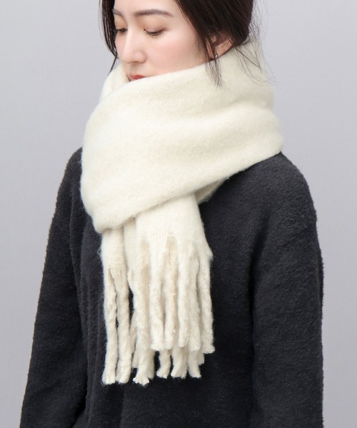 セール】大判 ふわもふ ボリューム ブークレマフラー リサイクル