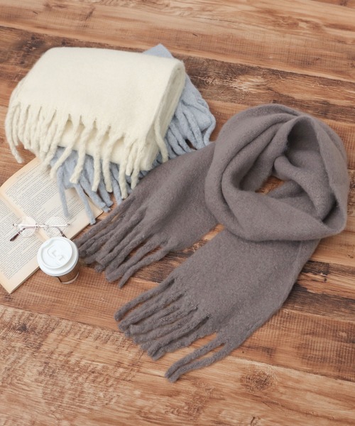 美品　マッシモレベッキ　マフラー カシミヤブレンドチェックリバーシブルマフラー＜オレンジ＞ | Maria