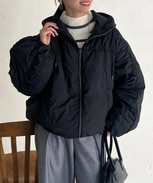 Chez toi(シェトワ)の「ティアードギャザーダウン(ダウンジャケット/コート・レディース・アイボリー/ブラック・FREE)」の19枚目の写真