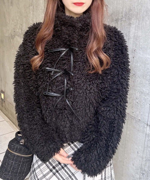 INGNI（イング）の「リボン付スタンドボアブルゾン（ブルゾン・レディース・アイボリー/ブラック/ベージュ・M）」の10枚目の写真