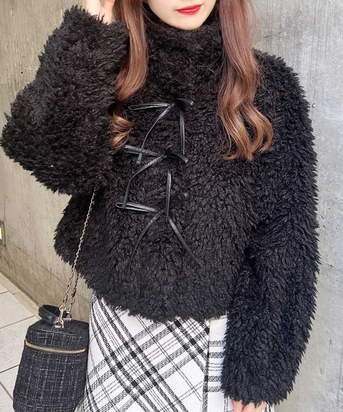 INGNI（イング）の「リボン付スタンドボアブルゾン（ブルゾン・レディース・アイボリー/ブラック/ベージュ・M）」の11枚目の写真