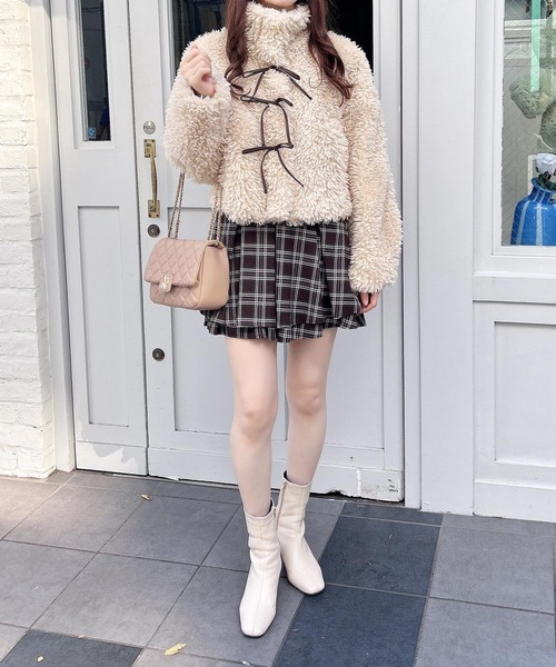 セール】リボン付スタンドボアブルゾン（ブルゾン）｜INGNI（イング