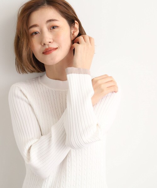 grove(グローブ)の「袖口配色リブニット(ニット/セーター・レディース・ブラック/オフホワイト/ブルー系その他・02/03/01/04/05)」の4枚目の写真