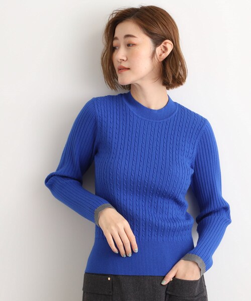 grove(グローブ)の「袖口配色リブニット(ニット/セーター・レディース・ブラック/オフホワイト/ブルー系その他・02/03/01/04/05)」の12枚目の写真