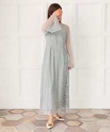 【ANDRESD】leaf embroidery back design dress 結婚式 パーティードレス オケージョンドレス お呼ばれ 二次会 成人式 同窓会