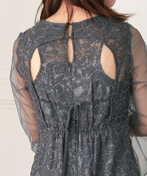 ANDRESD】leaf embroidery back design dress 結婚式 パーティードレス