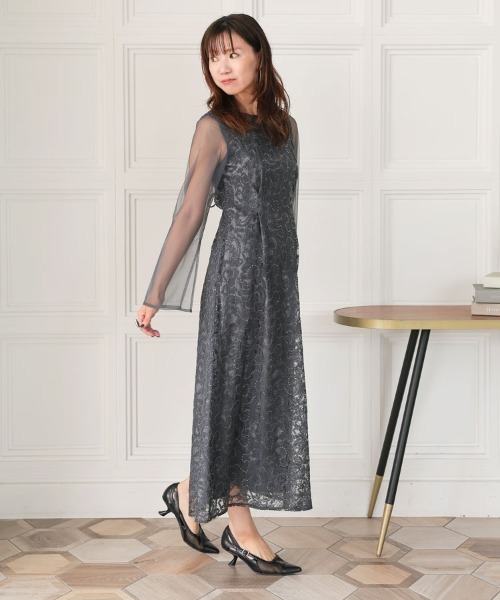 セール】【ANDRESD】leaf embroidery back design dress 結婚式