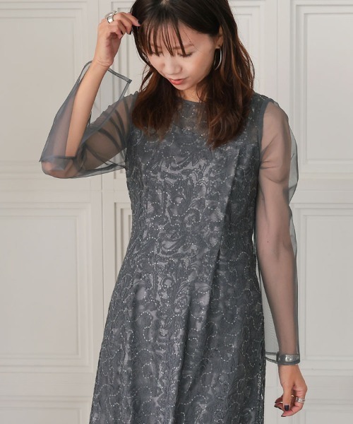 セール】【ANDRESD】leaf embroidery back design dress 結婚式