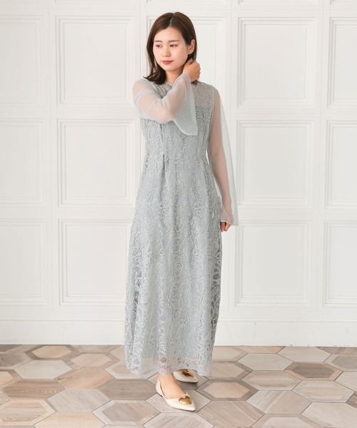 セール】【ANDRESD】leaf embroidery back design dress 結婚式