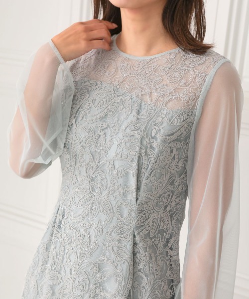ANDRESD】leaf embroidery back design dress 結婚式 パーティードレス