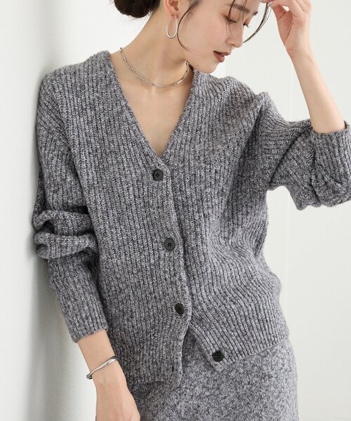 RIVE DROITE（リヴドロワ）の「【キャッチーな素材感】ブークレーヤーンカーディガン（カーディガン/ボレロ・レディース・ピンク/グレー/ブラック・FREE）」の2枚目の写真