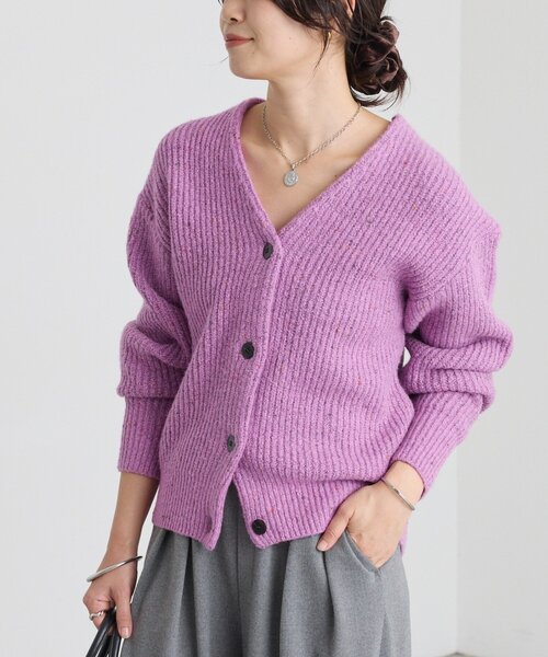 RIVE DROITE（リヴドロワ）の「【キャッチーな素材感】ブークレーヤーンカーディガン（カーディガン/ボレロ・レディース・ピンク/グレー/ブラック・FREE）」の3枚目の写真