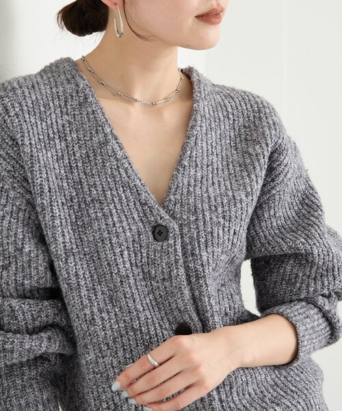 RIVE DROITE（リヴドロワ）の「【キャッチーな素材感】ブークレーヤーンカーディガン（カーディガン/ボレロ・レディース・ピンク/グレー/ブラック・FREE）」の18枚目の写真