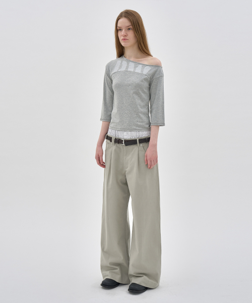 PARTIMENTO WOMEN（パルティメントウィメン）の「PWプリンテッドアンバランスティー_メランジ（Tシャツ/カットソー・レディース・その他・SMALL/MEDIUM）」の2枚目の写真