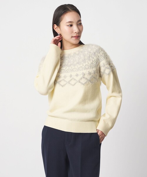 A DAY IN THE LIFE UNITED ARROWS(アデイインザライフユナイテッドアローズ)の「フェザー ノルディックニット ‐ウォッシャブル‐<A DAY IN THE LIFE>(ニット/セーター・レディース・グレー系/オフホワイト/ライトピンク・FREE)」の2枚目の写真