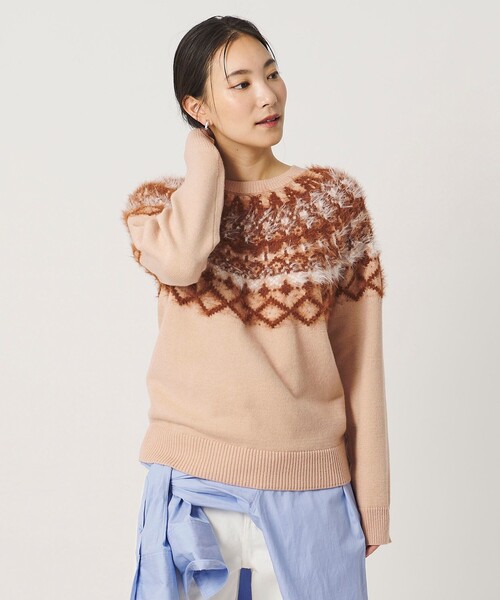 A DAY IN THE LIFE UNITED ARROWS(アデイインザライフユナイテッドアローズ)の「フェザー ノルディックニット ‐ウォッシャブル‐<A DAY IN THE LIFE>(ニット/セーター・レディース・グレー系/オフホワイト/ライトピンク・FREE)」の7枚目の写真