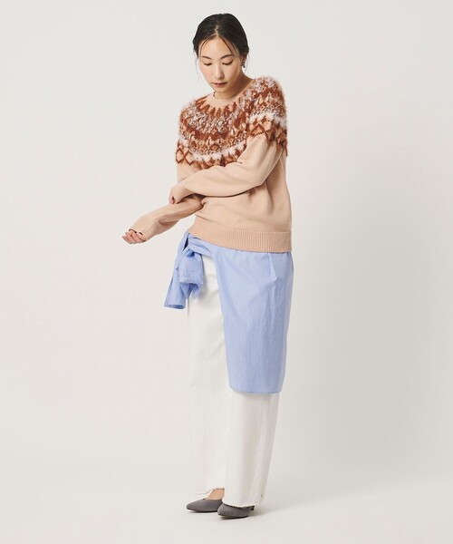 A DAY IN THE LIFE UNITED ARROWS(アデイインザライフユナイテッドアローズ)の「フェザー ノルディックニット ‐ウォッシャブル‐<A DAY IN THE LIFE>(ニット/セーター・レディース・グレー系/オフホワイト/ライトピンク・FREE)」の8枚目の写真