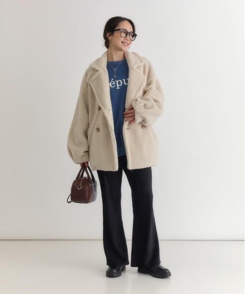 Right-on（ライトオン）の「【HONEYSUCKLE ROSE】マルチWAYボアジャケット (保温性/リラックスシルエット/軽量デザイン/トレンド感)（その他アウター・レディース・ブラウン/ライトベージュ・L/M）」の19枚目の写真