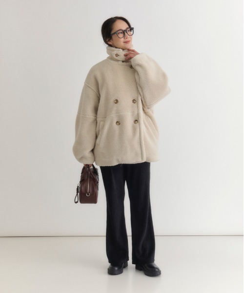 Right-on（ライトオン）の「【HONEYSUCKLE ROSE】マルチWAYボアジャケット (保温性/リラックスシルエット/軽量デザイン/トレンド感)（その他アウター・レディース・ブラウン/ライトベージュ・L/M）」の20枚目の写真