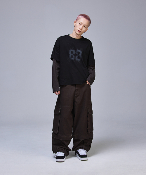 SCALLYWAG（スカリーワグ）の「88 クロップレイヤードロングスリーブ[チャコール]（Tシャツ/カットソー・レディース・その他・MEDIUM/LARGE）」の4枚目の写真
