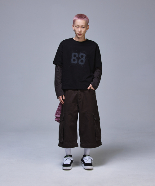 SCALLYWAG（スカリーワグ）の「88 クロップレイヤードロングスリーブ[チャコール]（Tシャツ/カットソー・レディース・その他・MEDIUM/LARGE）」の5枚目の写真