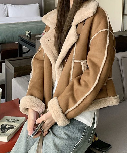 セール】フェイクムートンボア フライトジャケット（ムートンコート