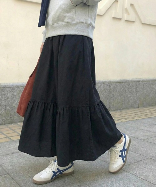cammie(キャミー)の「裾フリルスカート(スカート・レディース・ブラック/ホワイト/ベージュ・F)」の3枚目の写真