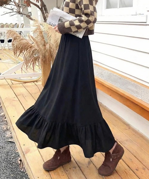 cammie(キャミー)の「裾フリルスカート(スカート・レディース・ブラック/ホワイト/ベージュ・F)」の16枚目の写真