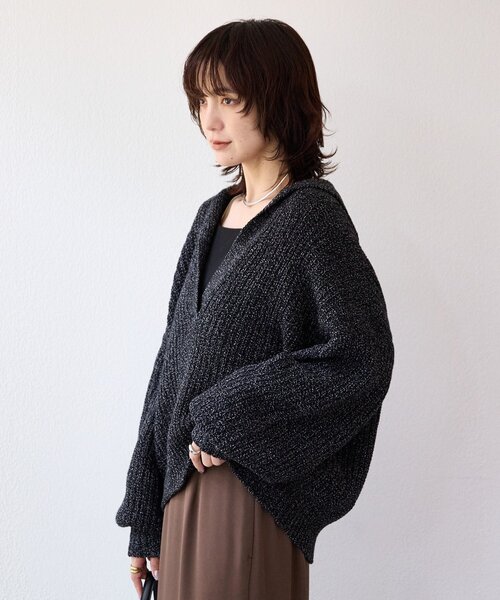 RIVE DROITE（リヴドロワ）の「【抜け感のある着こなしに】メランジスキッパーニット（ニット/セーター・レディース・ブラック/ピンク・FREE）」の8枚目の写真