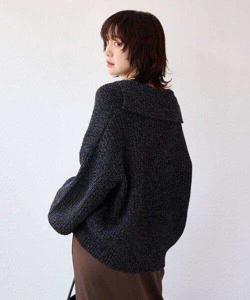 RIVE DROITE（リヴドロワ）の「【抜け感のある着こなしに】メランジスキッパーニット（ニット/セーター・レディース・ブラック/ピンク・FREE）」の9枚目の写真