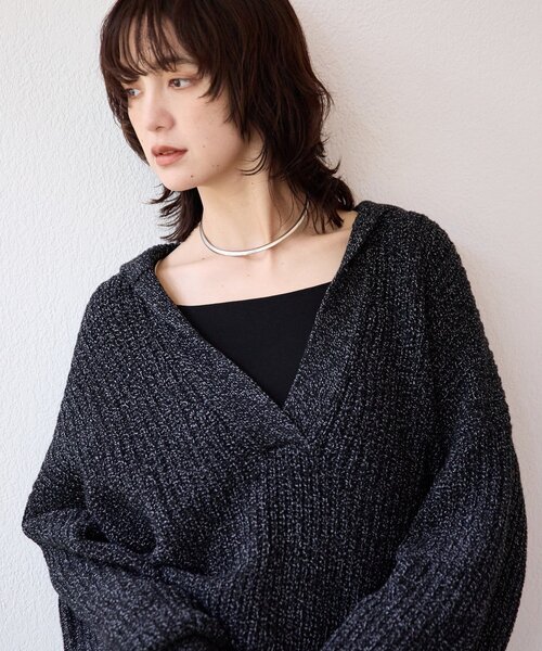 RIVE DROITE（リヴドロワ）の「【抜け感のある着こなしに】メランジスキッパーニット（ニット/セーター・レディース・ブラック/ピンク・FREE）」の10枚目の写真
