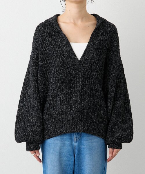 RIVE DROITE（リヴドロワ）の「【抜け感のある着こなしに】メランジスキッパーニット（ニット/セーター・レディース・ブラック/ピンク・FREE）」の11枚目の写真