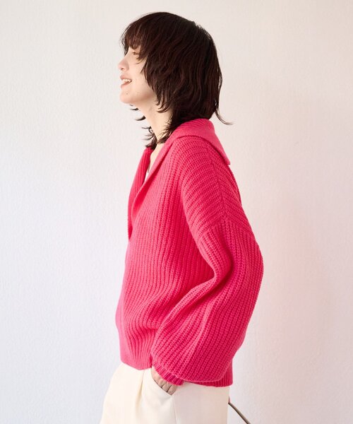 RIVE DROITE（リヴドロワ）の「【抜け感のある着こなしに】メランジスキッパーニット（ニット/セーター・レディース・ブラック/ピンク・FREE）」の22枚目の写真