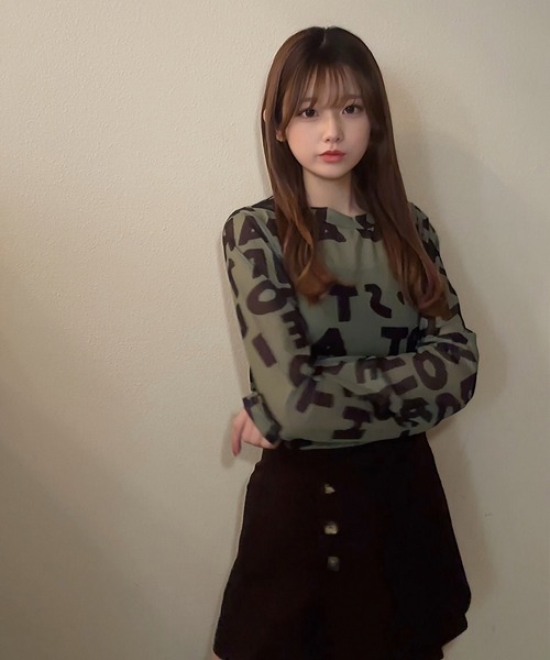 NOLITA LABORATORY(ノリータラボラトリー)の「【 NOLITA / ノリータ 】英字 ロゴ シアー 長袖 カットソー(Tシャツ/カットソー・レディース・カーキ・MEDIUM/SMALL)」の4枚目の写真
