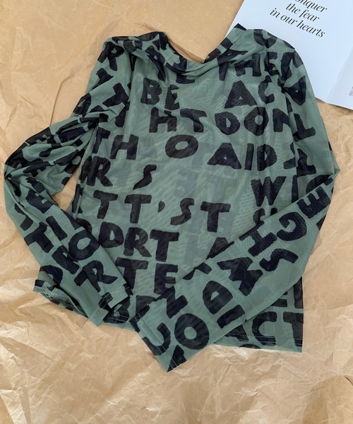 NOLITA LABORATORY(ノリータラボラトリー)の「【 NOLITA / ノリータ 】英字 ロゴ シアー 長袖 カットソー(Tシャツ/カットソー・レディース・カーキ・MEDIUM/SMALL)」の8枚目の写真