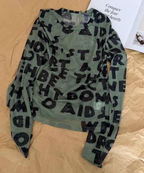 NOLITA LABORATORY(ノリータラボラトリー)の「【 NOLITA / ノリータ 】英字 ロゴ シアー 長袖 カットソー(Tシャツ/カットソー・レディース・カーキ・MEDIUM/SMALL)」の9枚目の写真