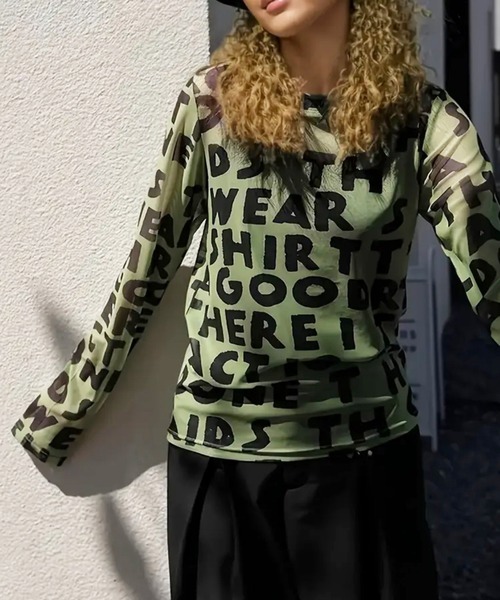 NOLITA LABORATORY(ノリータラボラトリー)の「【 NOLITA / ノリータ 】英字 ロゴ シアー 長袖 カットソー(Tシャツ/カットソー・レディース・カーキ・MEDIUM/SMALL)」の13枚目の写真