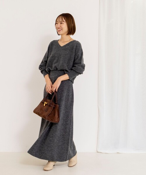 NOLLEY’S Sophi(ノーリーズソフィ)の「《手洗い可能》アルパカ混ロングスカート(スカート・レディース・グレー/ピンク・38)」の7枚目の写真