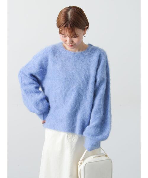 Lugnoncure（ルノンキュール）の「起毛クルーネックニット（ニット/セーター・レディース・ベージュ/ピンク/ブラック/ブルー/グレー・F）」の5枚目の写真