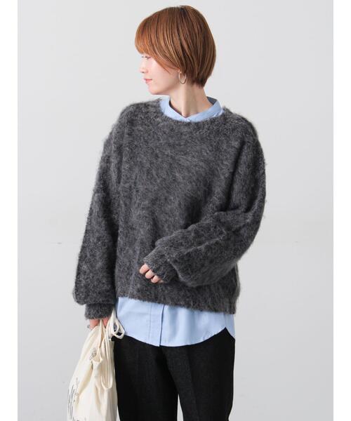 Lugnoncure（ルノンキュール）の「起毛クルーネックニット（ニット/セーター・レディース・ベージュ/ピンク/ブラック/ブルー/グレー・F）」の2枚目の写真