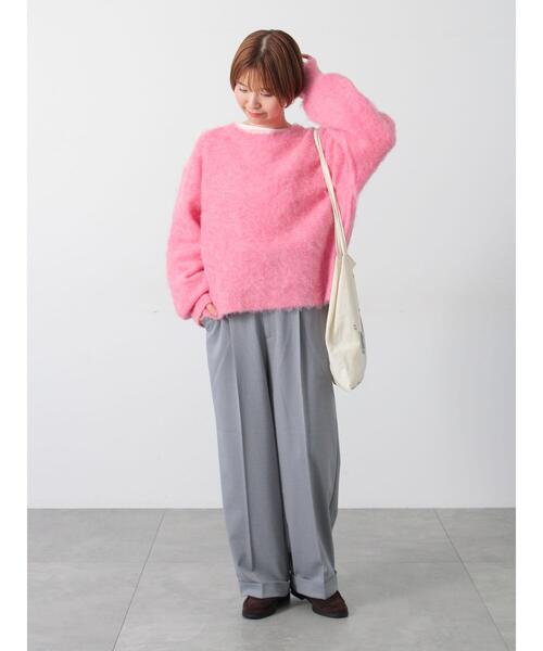 Lugnoncure（ルノンキュール）の「起毛クルーネックニット（ニット/セーター・レディース・ベージュ/ピンク/ブラック/ブルー/グレー・F）」の6枚目の写真