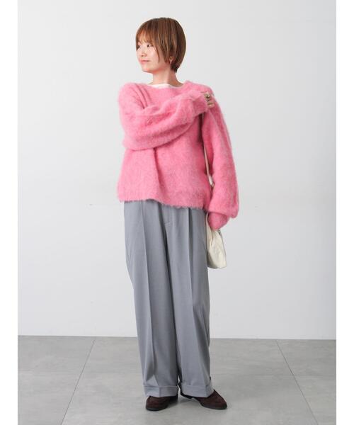 Lugnoncure（ルノンキュール）の「起毛クルーネックニット（ニット/セーター・レディース・ベージュ/ピンク/ブラック/ブルー/グレー・F）」の7枚目の写真