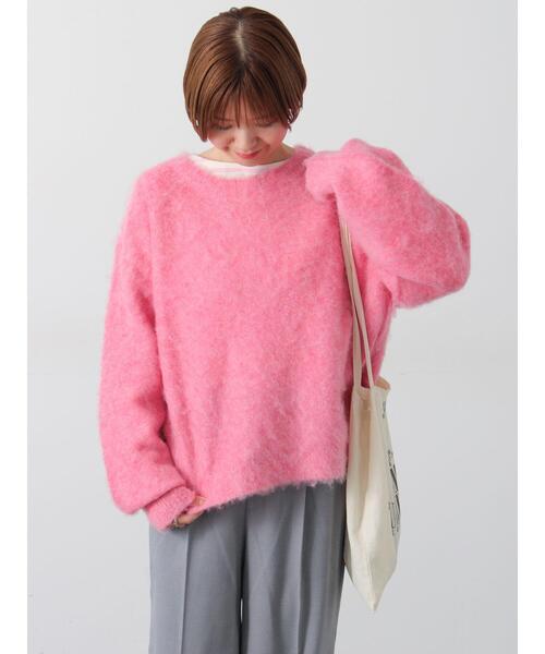 Lugnoncure（ルノンキュール）の「起毛クルーネックニット（ニット/セーター・レディース・ベージュ/ピンク/ブラック/ブルー/グレー・F）」の8枚目の写真