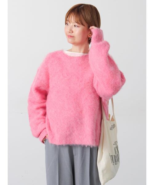 Lugnoncure（ルノンキュール）の「起毛クルーネックニット（ニット/セーター・レディース・ベージュ/ピンク/ブラック/ブルー/グレー・F）」の9枚目の写真