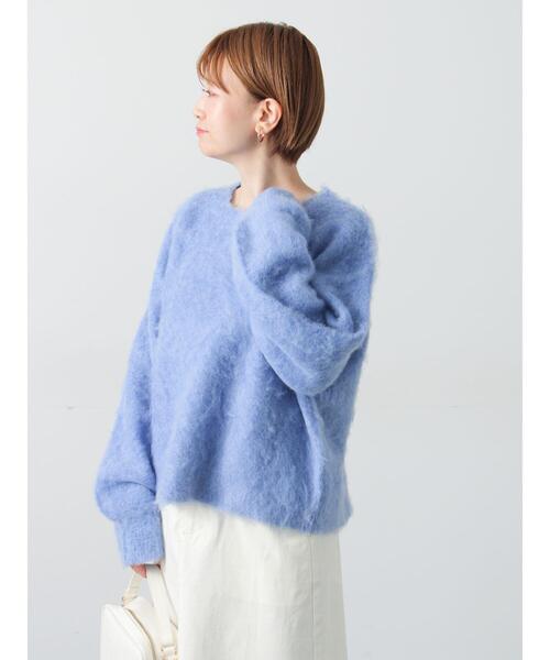 Lugnoncure（ルノンキュール）の「起毛クルーネックニット（ニット/セーター・レディース・ベージュ/ピンク/ブラック/ブルー/グレー・F）」の12枚目の写真