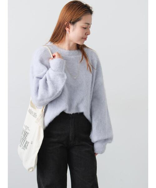 Lugnoncure（ルノンキュール）の「起毛クルーネックニット（ニット/セーター・レディース・ベージュ/ピンク/ブラック/ブルー/グレー・F）」の15枚目の写真