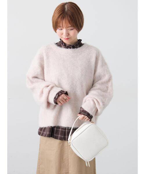 Lugnoncure（ルノンキュール）の「起毛クルーネックニット（ニット/セーター・レディース・ベージュ/ピンク/ブラック/ブルー/グレー・F）」の18枚目の写真