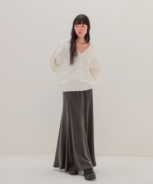 DRESSLAVE（ドレスレイブ）の「cupro panel flare skirt(キュプラパネルフレアスカート)（スカート・レディース・グレー/ホワイト・38）」の7枚目の写真