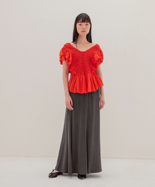 DRESSLAVE（ドレスレイブ）の「cupro panel flare skirt(キュプラパネルフレアスカート)（スカート・レディース・グレー/ホワイト・38）」の10枚目の写真