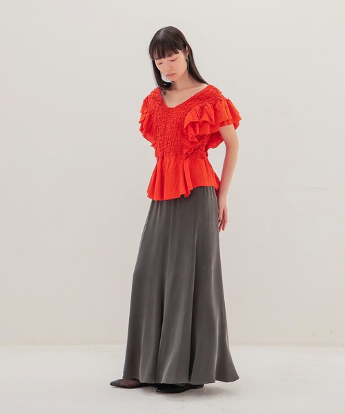 DRESSLAVE（ドレスレイブ）の「cupro panel flare skirt(キュプラパネルフレアスカート)（スカート・レディース・グレー/ホワイト・38）」の11枚目の写真